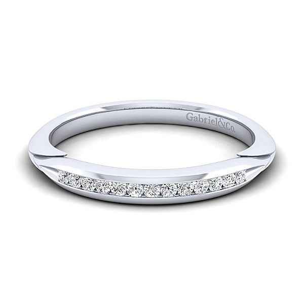 Gabriel & Co. .13 ct. tw. Channel Set Tapered Wedding Band in 14K White Gold