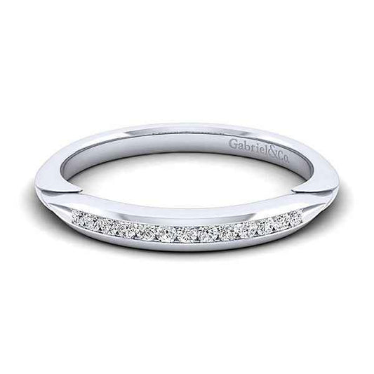 Gabriel & Co. .13 ct. tw. Channel Set Tapered Wedding Band in 14K White Gold