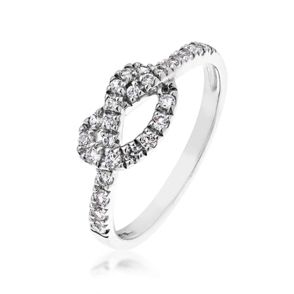 Created White Sapphire Stackable Knot Ring in Sterling Silver front view