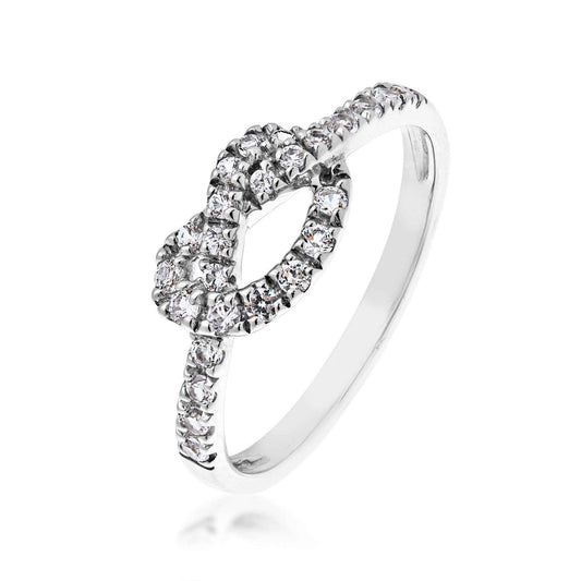 Created White Sapphire Stackable Knot Ring in Sterling Silver front view
