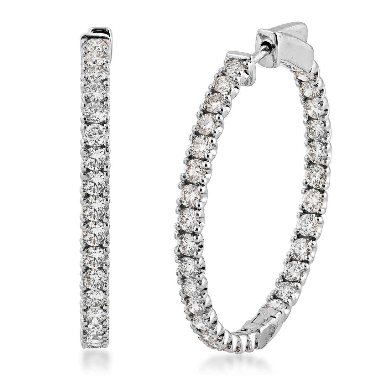 3 ct. tw. Diamond Inside Out Hoop Earrings in 14K White Gold