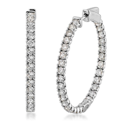 3 ct. tw. Diamond Inside Out Hoop Earrings in 14K White Gold