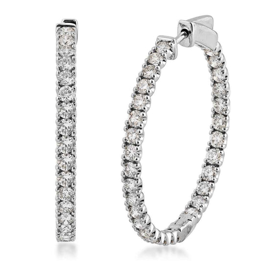 3 ct. tw. Diamond Inside Out Hoop Earrings in 14K White Gold