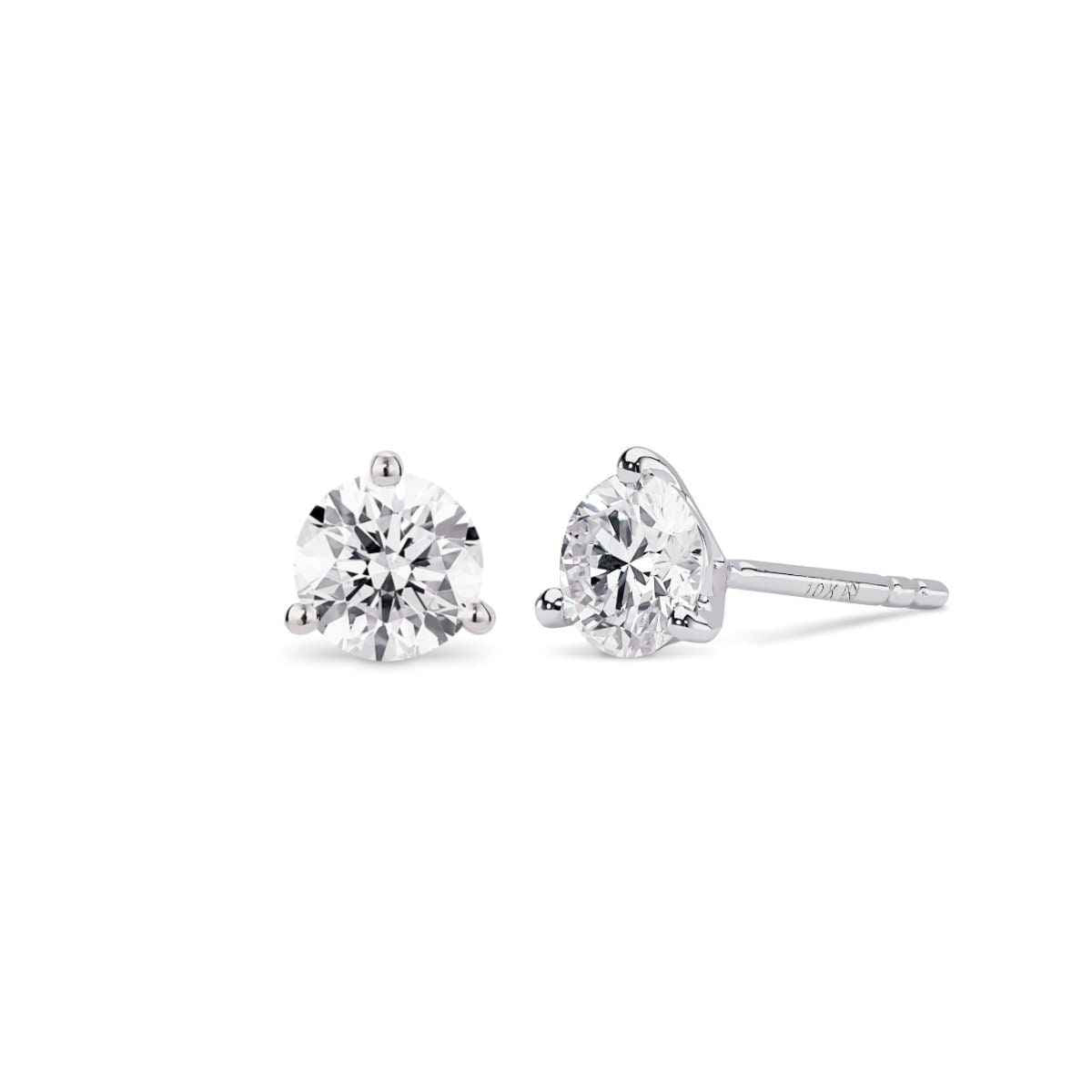 Lightbox Lab-Grown Diamond 1ct. tw. Round Solitaire Earrings in 10KT White Gold
