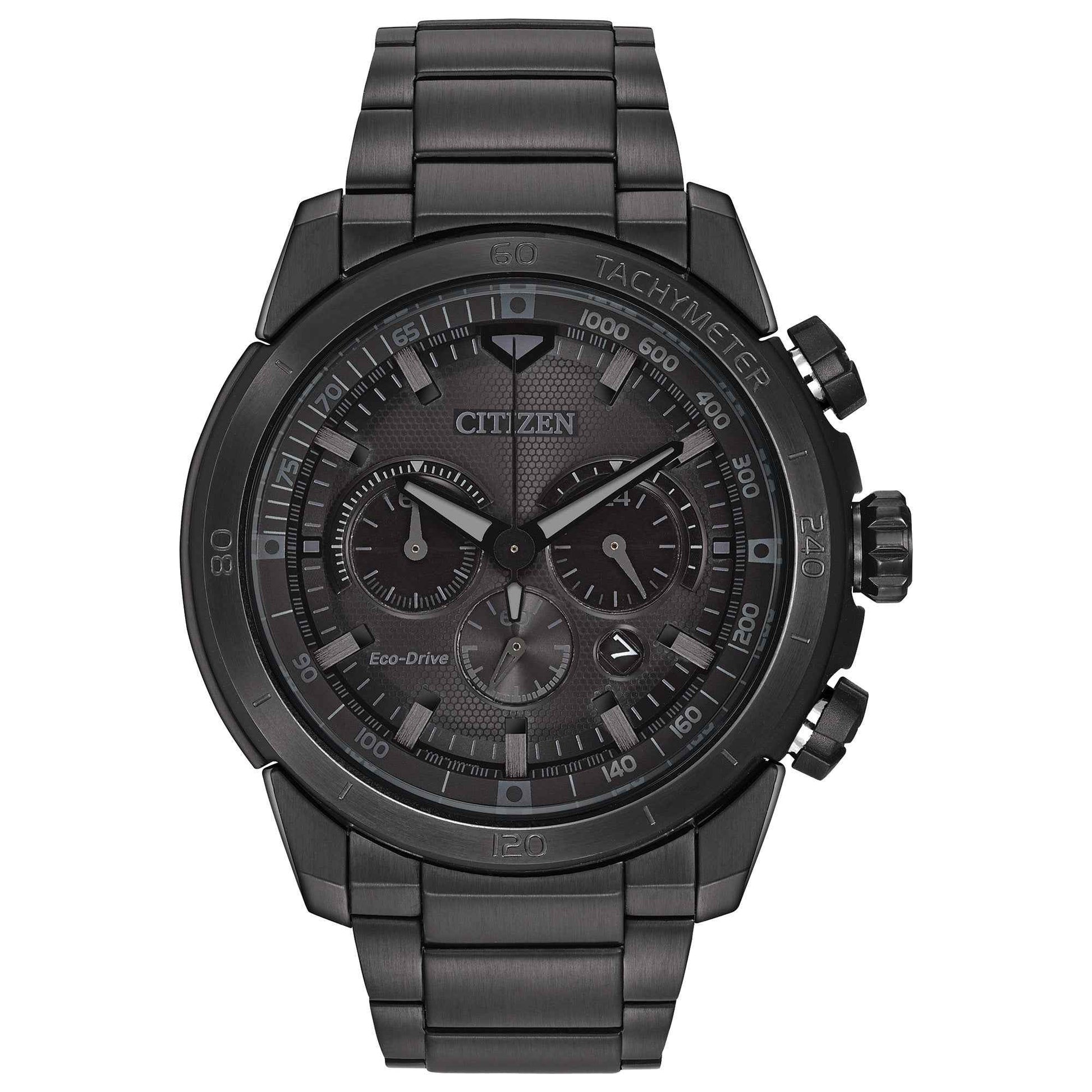 Citizen Men's Ecosphere Chronograph Black Stainless Steel Watch with Black Dial