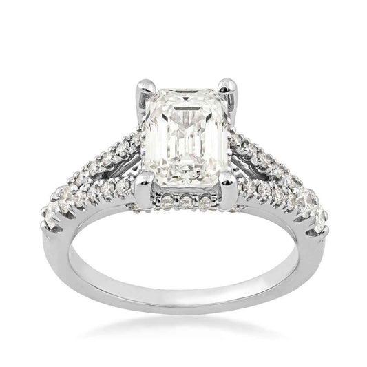 Adamante 2-3/4 ct. tw. Lab-Grown Emerald Cut Diamond Split Shank Engagement Ring in 14K White Gold