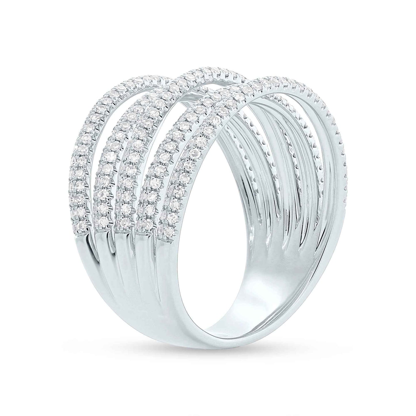 Shy Creation 7/8 ct. tw. Diamond Pave Cut-Out Fashion Ring in 14K White Gold close-up detail
