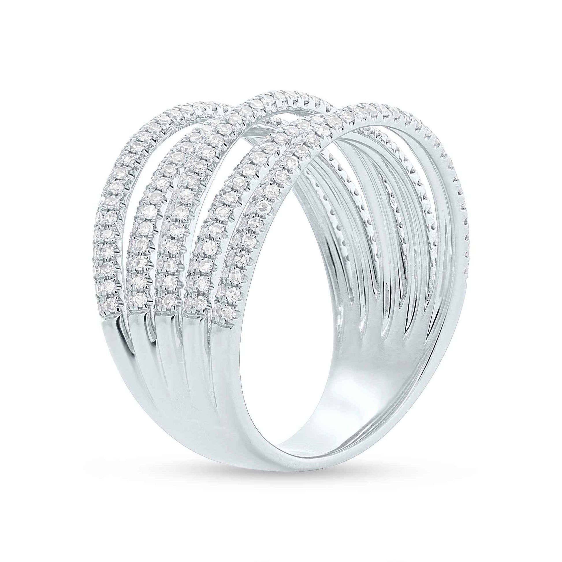 Shy Creation 7/8 ct. tw. Diamond Pave Cut-Out Fashion Ring in 14K White Gold close-up detail
