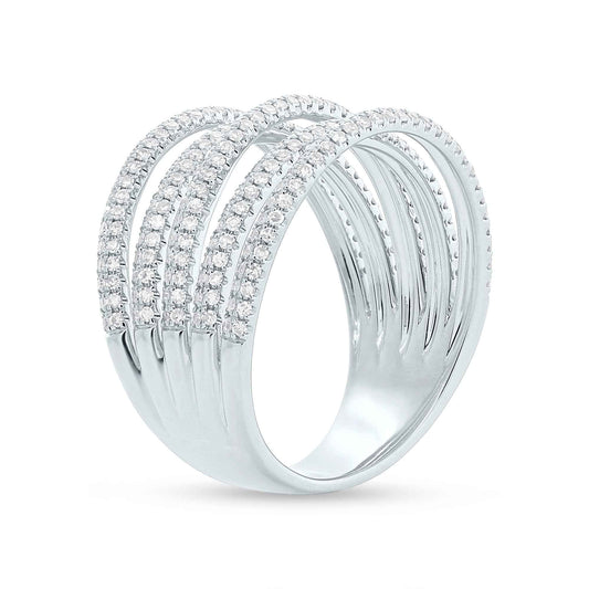 Shy Creation 7/8 ct. tw. Diamond Pave Cut-Out Fashion Ring in 14K White Gold close-up detail