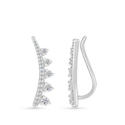 1/3 ct. tw. Diamond Graduated Curved Ear Climber in 10K White Gold front view