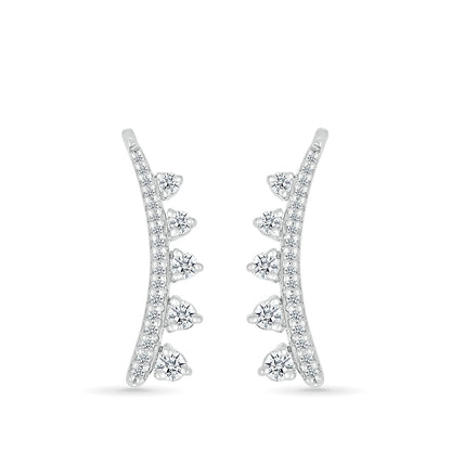 1/3 ct. tw. Diamond Graduated Curved Ear Climber in 10K White Gold close-up detail