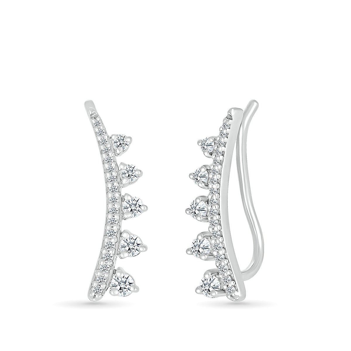 1/3 ct. tw. Diamond Graduated Curved Ear Climber in 10K White Gold