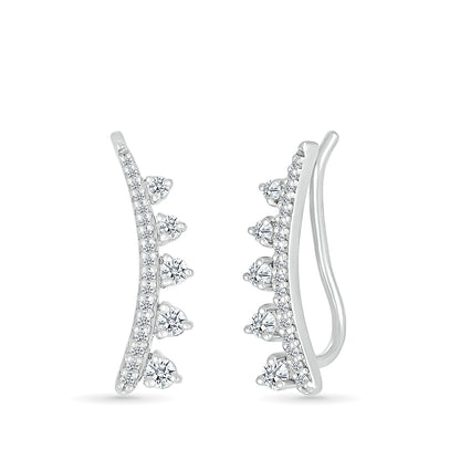 1/3 ct. tw. Diamond Graduated Curved Ear Climber in 10K White Gold