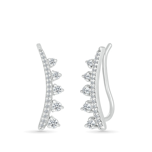 1/3 ct. tw. Diamond Graduated Curved Ear Climber in 10K White Gold