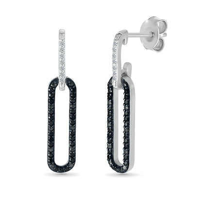 1/3 ct. tw. Treated Black & White Diamond Paperclip Drop Earrings in Sterling Silver