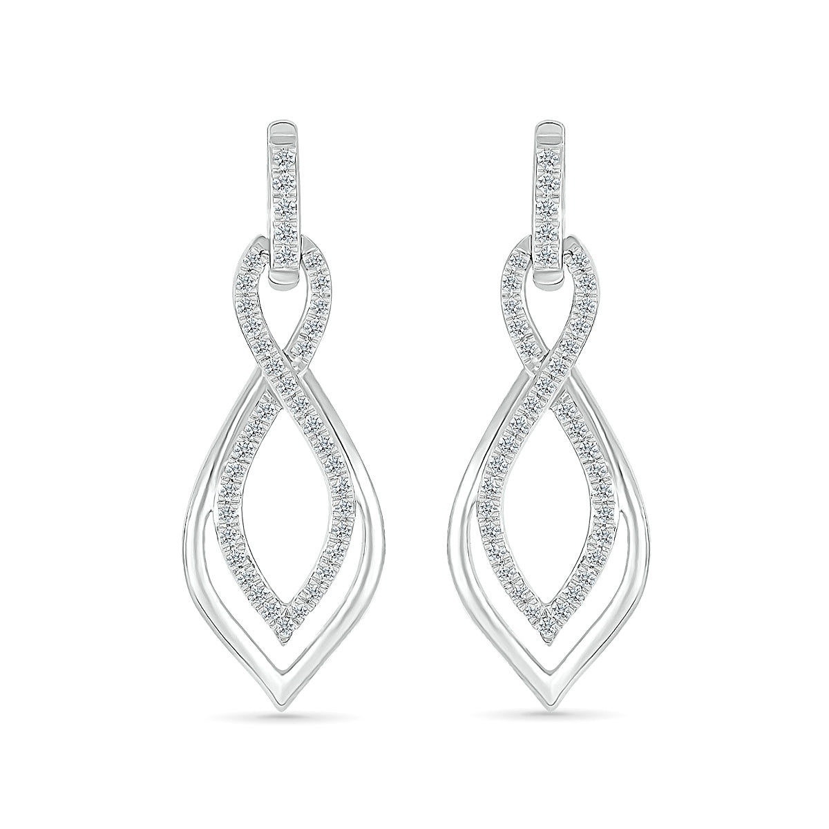 1/3 ct. tw. Diamond Twist Dangle Earrings in 10K White Gold front view