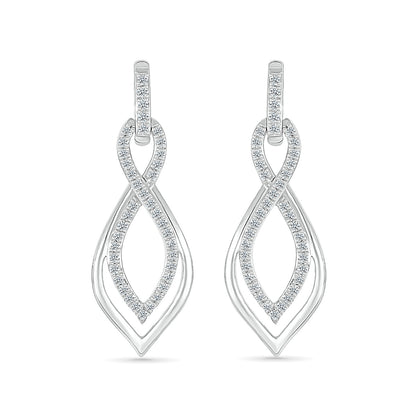1/3 ct. tw. Diamond Twist Dangle Earrings in 10K White Gold front view