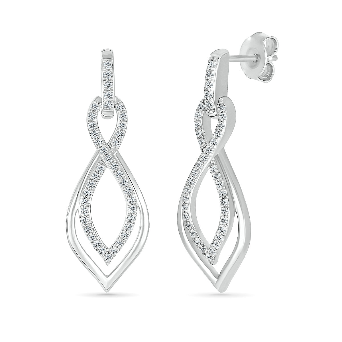 1/3 ct. tw. Diamond Twist Dangle Earrings in 10K White Gold