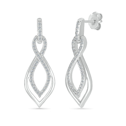 1/3 ct. tw. Diamond Twist Dangle Earrings in 10K White Gold