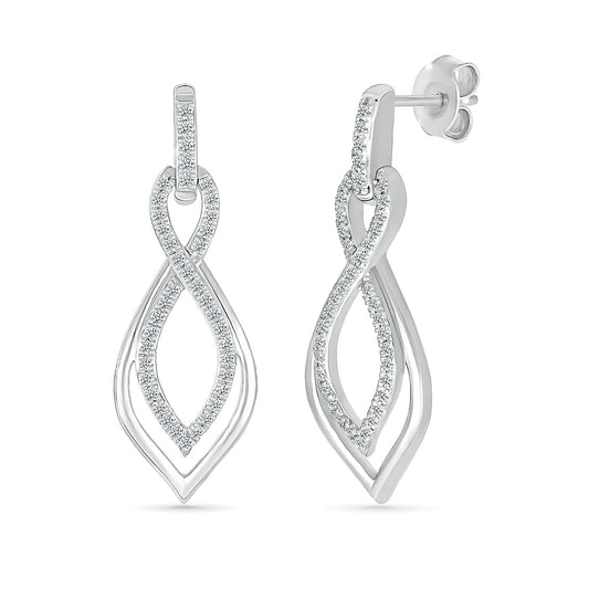 1/3 ct. tw. Diamond Twist Dangle Earrings in 10K White Gold