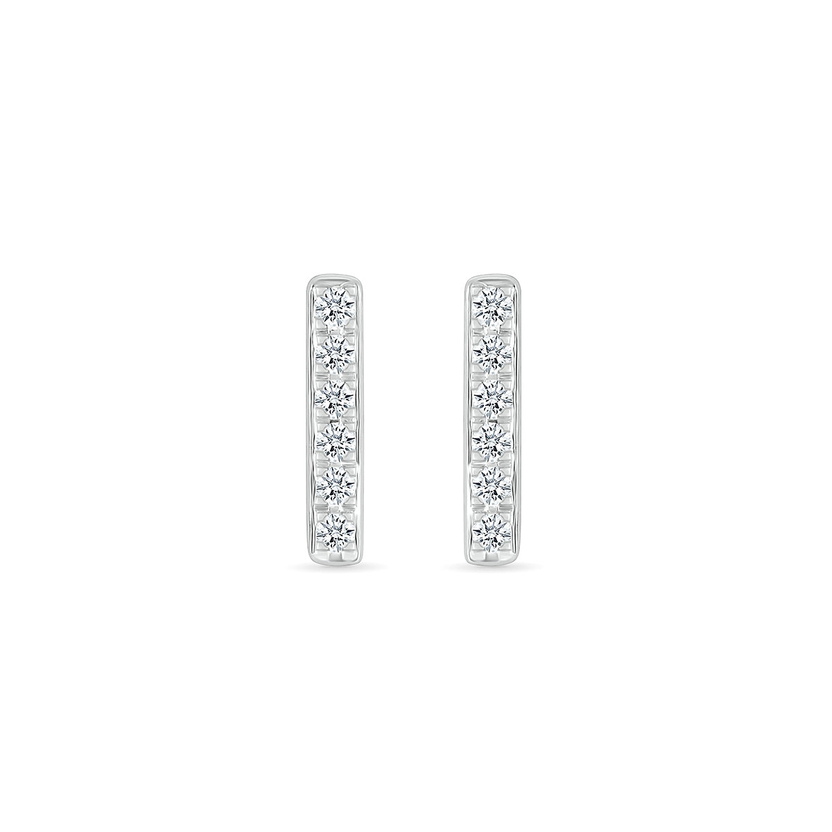 1/10 ct. tw. Diamond Petite Bar Stud Earrings in 10K White Gold front view