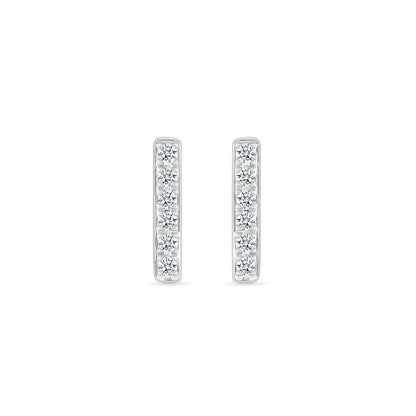 1/10 ct. tw. Diamond Petite Bar Stud Earrings in 10K White Gold front view