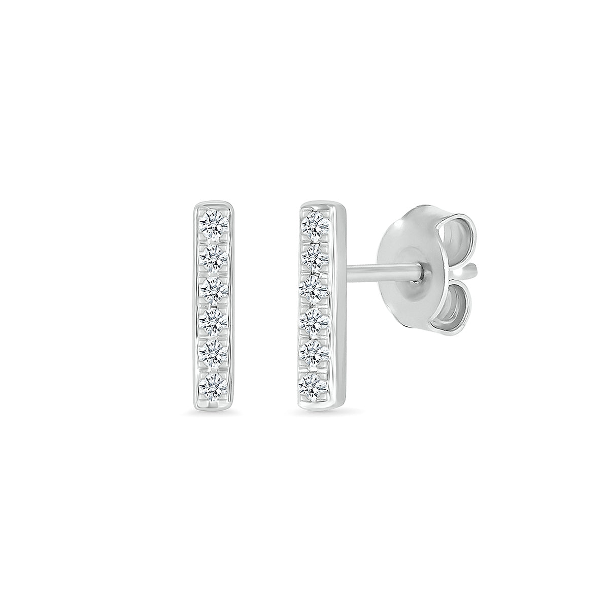 1/10 ct. tw. Diamond Petite Bar Stud Earrings in 10K White Gold