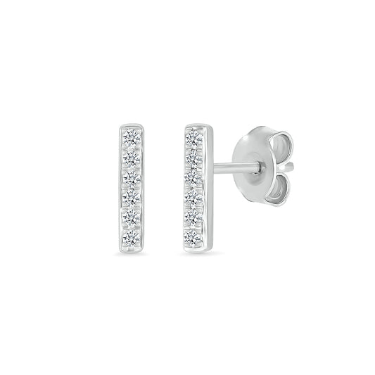 1/10 ct. tw. Diamond Petite Bar Stud Earrings in 10K White Gold