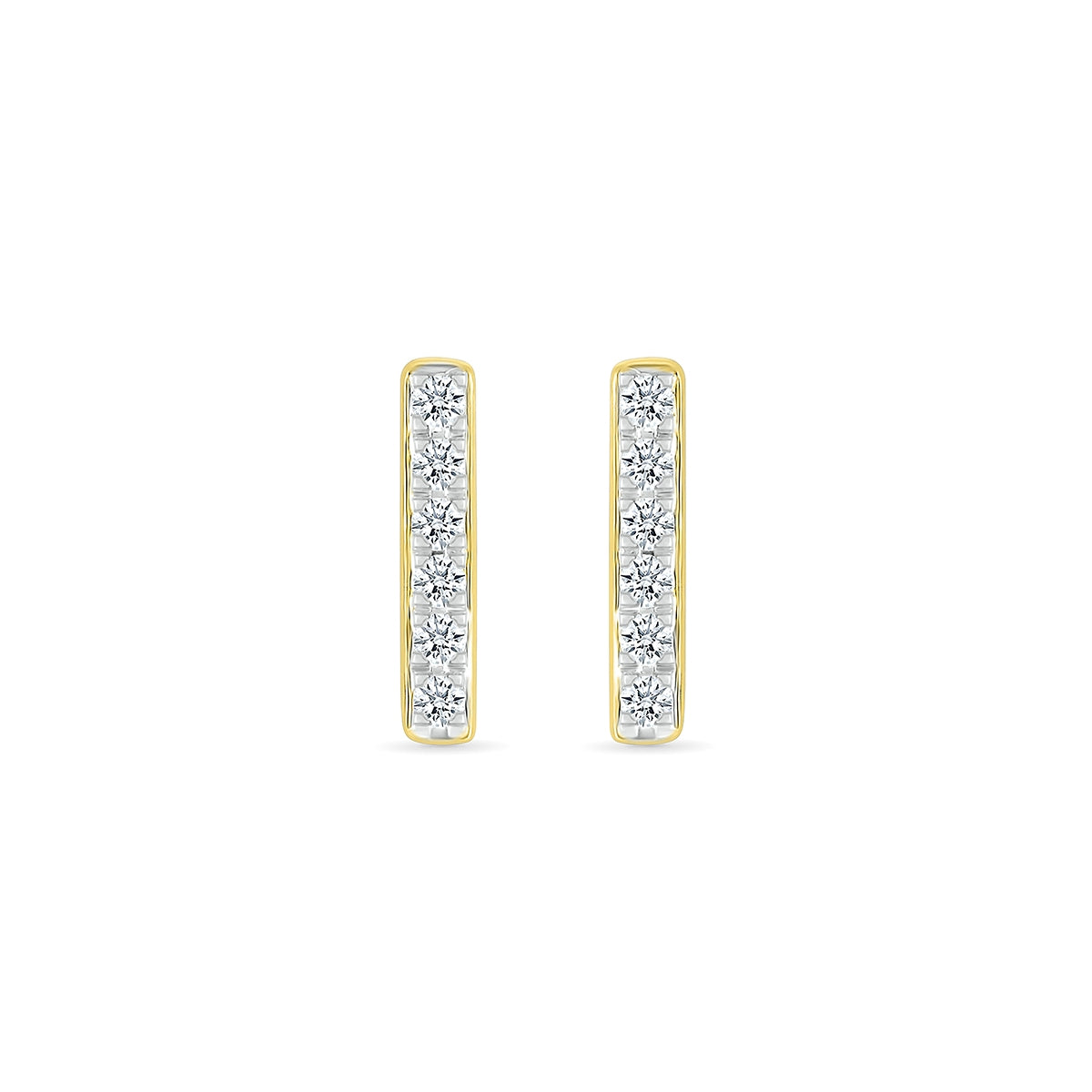1/10 ct. tw. Diamond Petite Bar Stud Earrings in 10K Yellow Gold front view