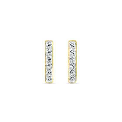 1/10 ct. tw. Diamond Petite Bar Stud Earrings in 10K Yellow Gold front view