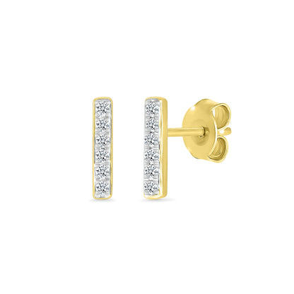 1/10 ct. tw. Diamond Petite Bar Stud Earrings in 10K Yellow Gold