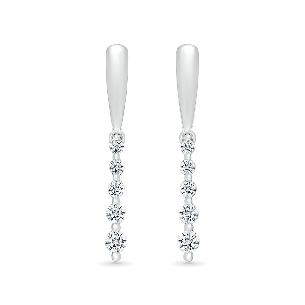 Journey Collection 1/4 ct. tw. Diamond 5-Stone Drop Earrings in 10K White Gold front view