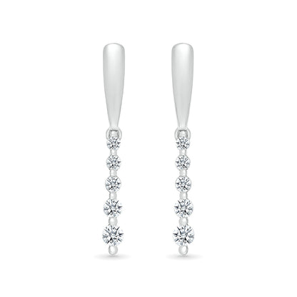 Journey Collection 1/4 ct. tw. Diamond 5-Stone Drop Earrings in 10K White Gold front view
