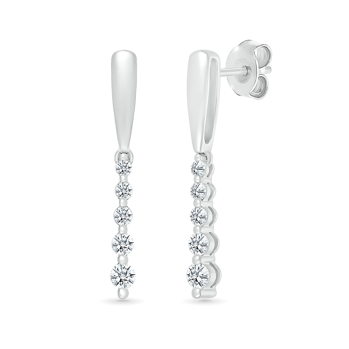 Journey Collection 1/4 ct. tw. Diamond 5-Stone Drop Earrings in 10K White Gold