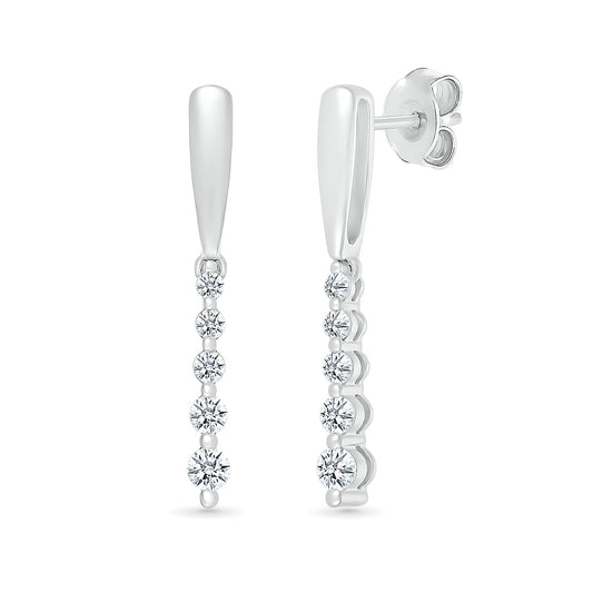 Journey Collection 1/4 ct. tw. Diamond 5-Stone Drop Earrings in 10K White Gold