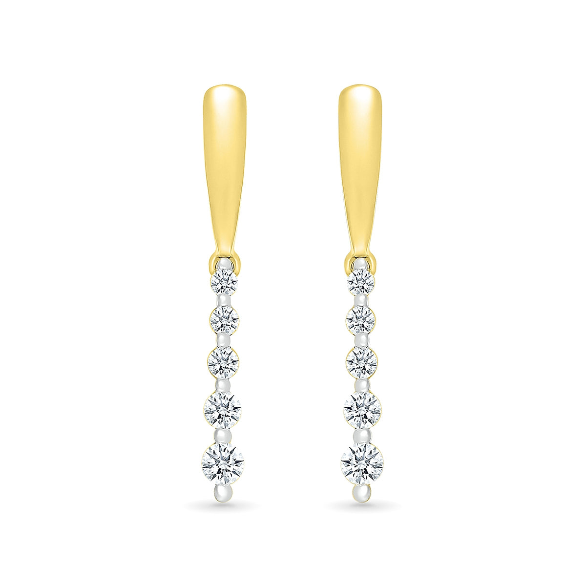 Journey Collection 1/4 ct. tw. Diamond 5-Stone Drop Earrings in 10K Yellow Gold front view