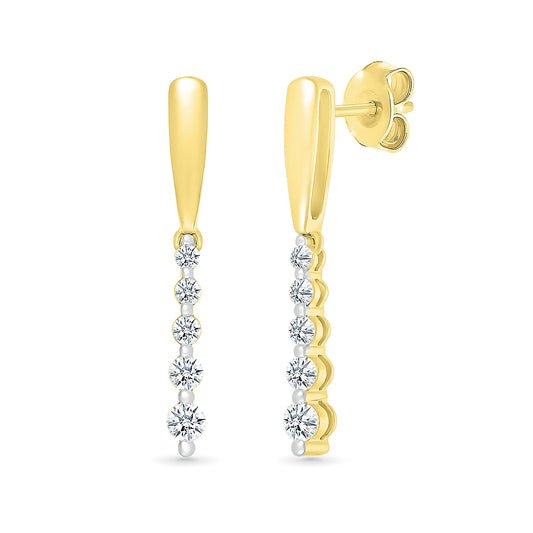 Journey Collection 1/4 ct. tw. Diamond 5-Stone Drop Earrings in 10K Yellow Gold
