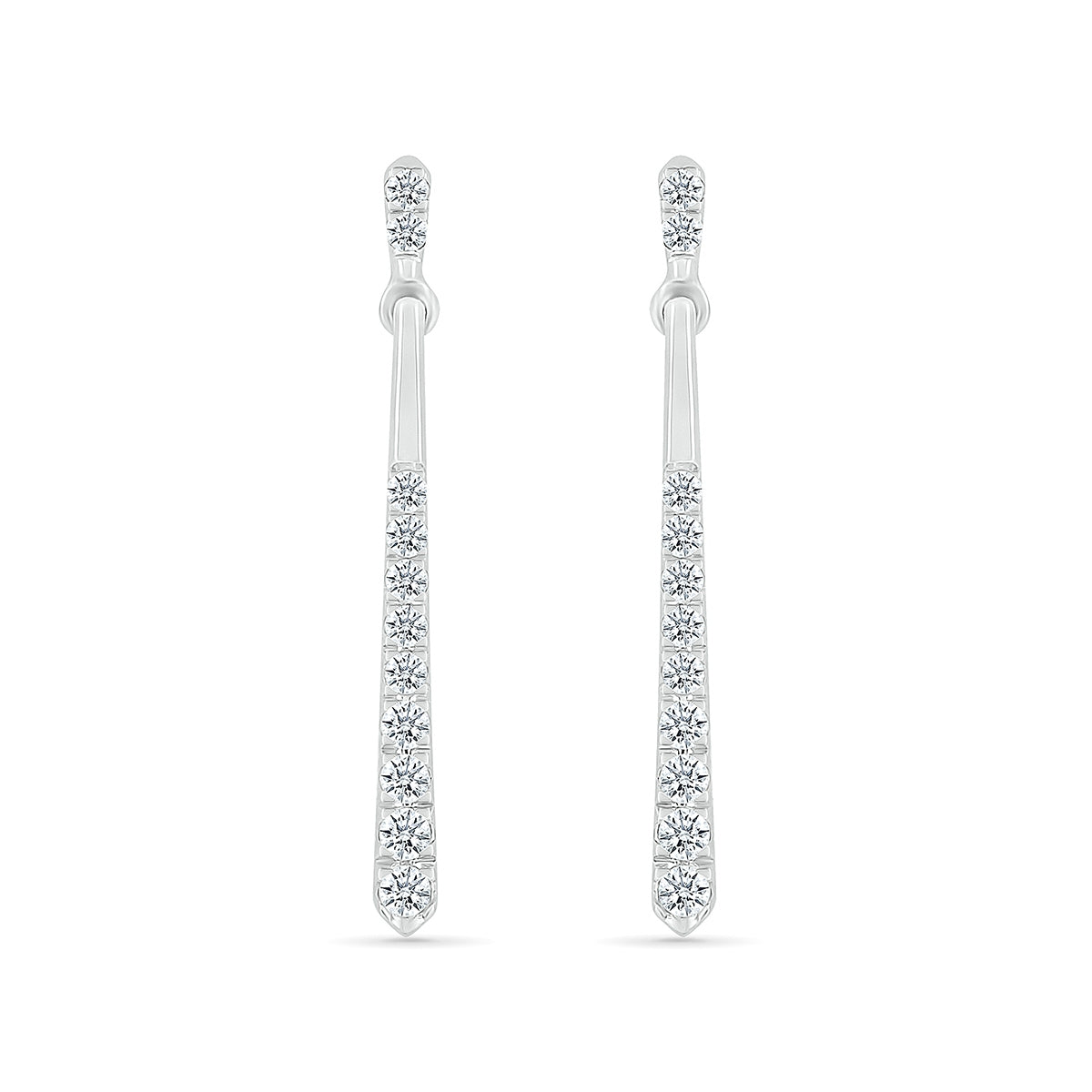 Journey Collection 1/5 ct. tw. Diamond Line Dangle Earrings in 10K White Gold front view