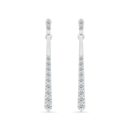 Journey Collection 1/5 ct. tw. Diamond Line Dangle Earrings in 10K White Gold front view