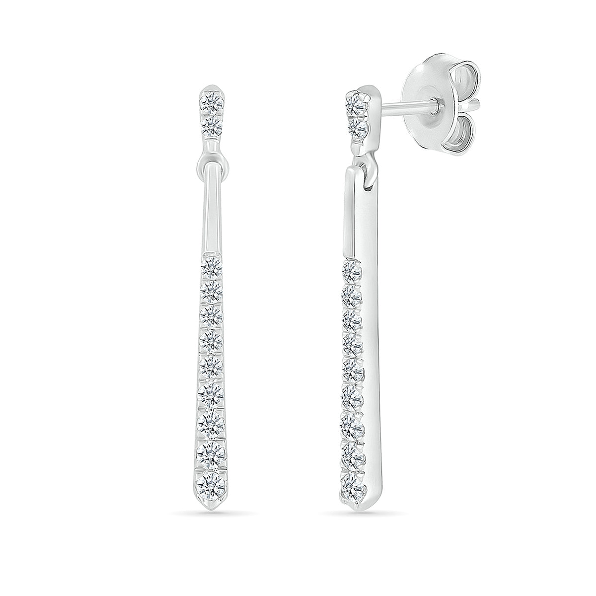 Journey Collection 1/5 ct. tw. Diamond Line Dangle Earrings in 10K White Gold