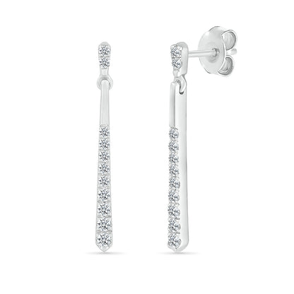 Journey Collection 1/5 ct. tw. Diamond Line Dangle Earrings in 10K White Gold
