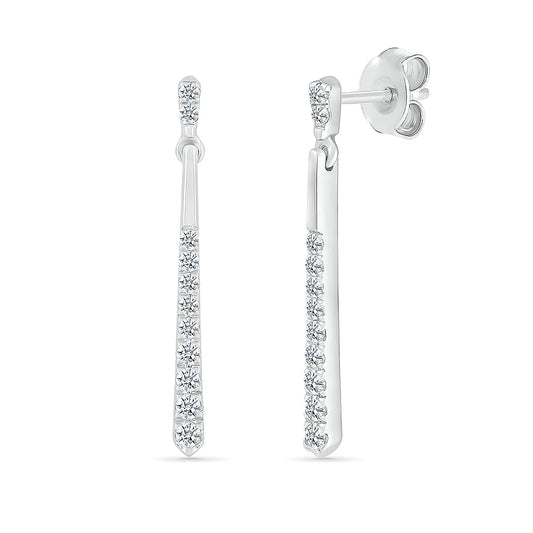 Journey Collection 1/5 ct. tw. Diamond Line Dangle Earrings in 10K White Gold