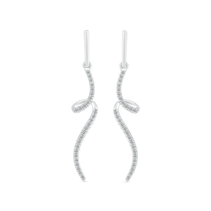 1/5 ct. tw. Diamond Spiral Twist Dangle Earrings in 10K White Gold front view