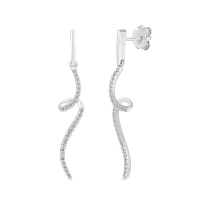 1/5 ct. tw. Diamond Spiral Twist Dangle Earrings in 10K White Gold