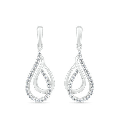 1/5 ct. tw. Diamond Double Teardrop Dangle Earrings in 10K White Gold front view