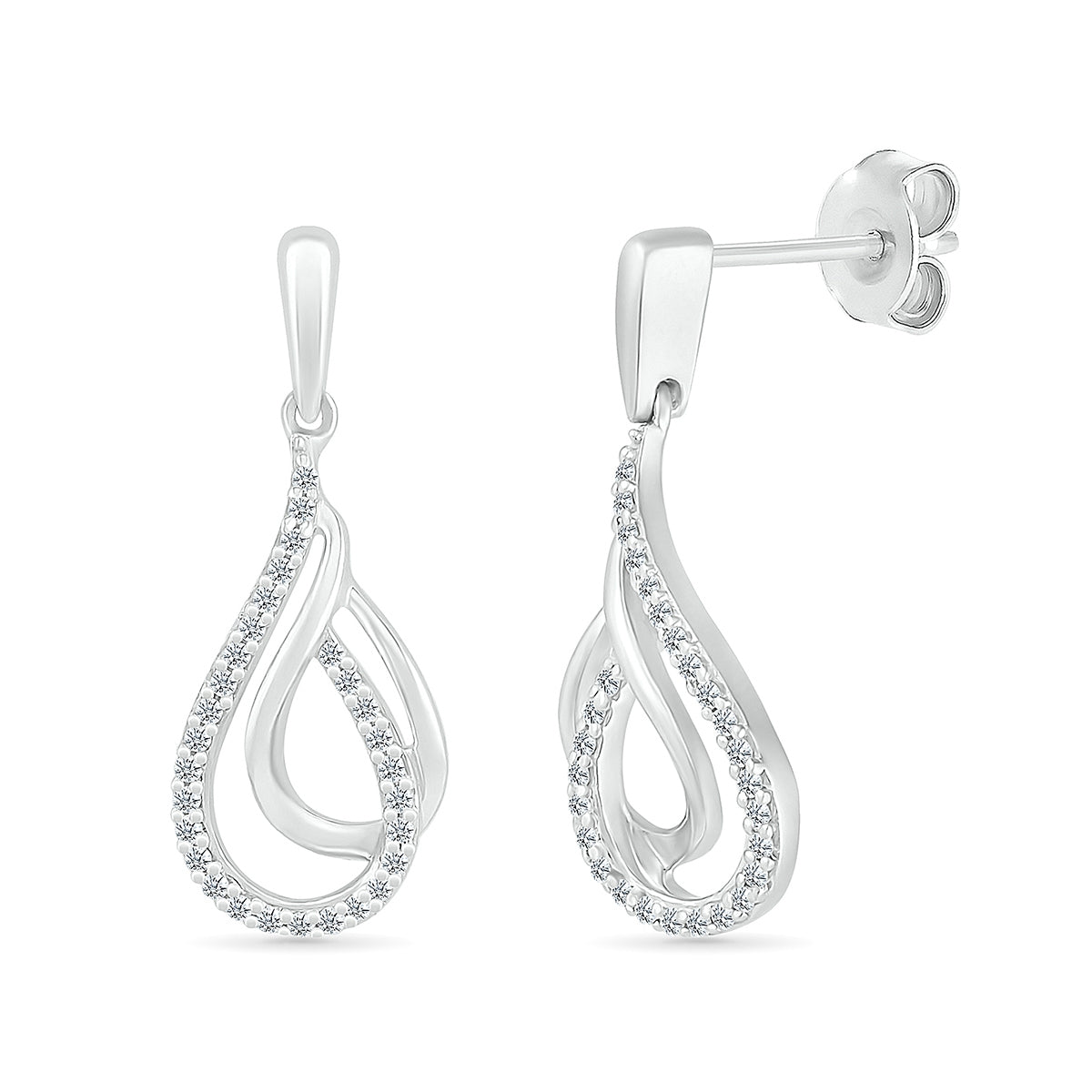 1/5 ct. tw. Diamond Double Teardrop Dangle Earrings in 10K White Gold