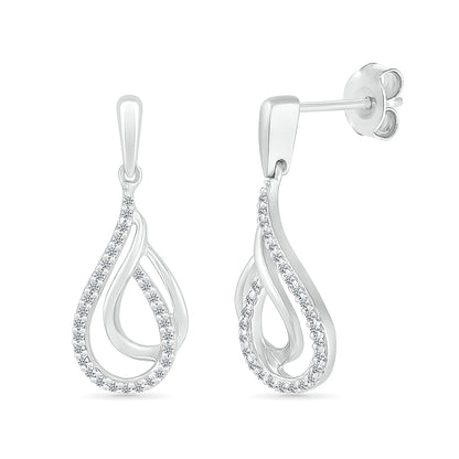 1/5 ct. tw. Diamond Double Teardrop Dangle Earrings in 10K White Gold
