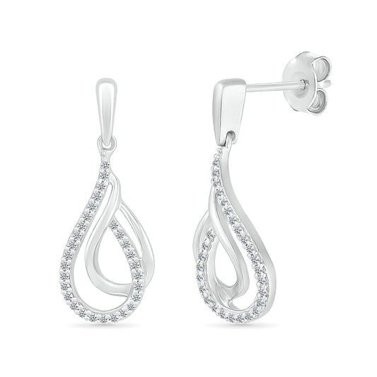 1/5 ct. tw. Diamond Double Teardrop Dangle Earrings in 10K White Gold