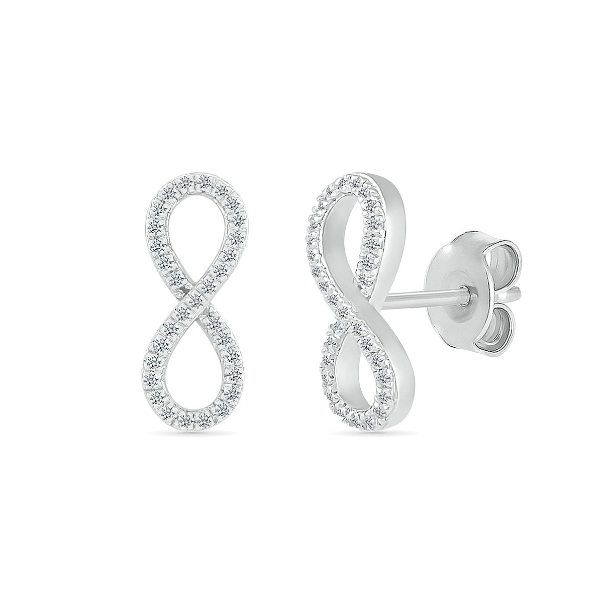 1/8 ct. tw. Diamond Infinity Earrings in 10K White Gold