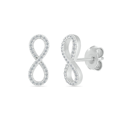 1/8 ct. tw. Diamond Infinity Earrings in 10K White Gold